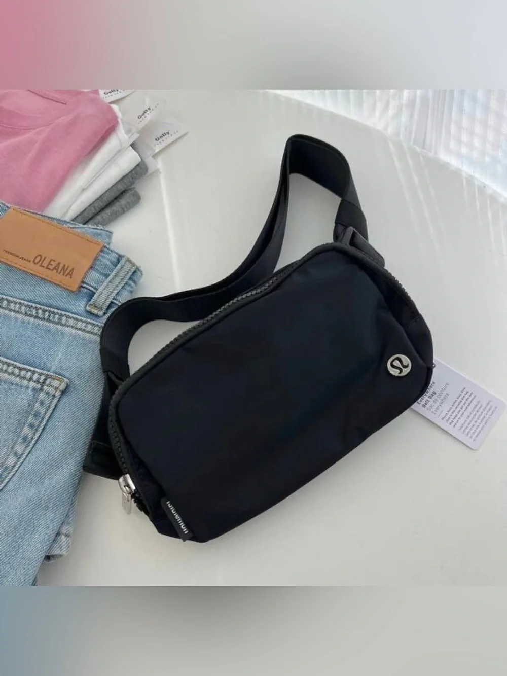 NWOT! lululemon athletica Black Nylon Belt Bag with Logo Accent